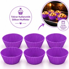 CKM Silikon  6’lı Silikon Muffin Kek Kalıbı – Tekrar Kullanılabilir Cupcake Pişirme Kabı