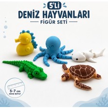 M&D Design 5'li Deniz Hayvanları Figür Seti - Hareketli Eklemli 3D Baskı Oyuncak Seti (5-7 Cm)