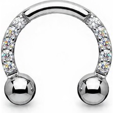 Munels Titanyum Zirkon Taşlı Septum Piercing - Titanyum Septum Piercing