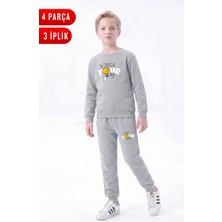 Fyk Kids 3 Iplik Baskılı Erkek Çocuk Çift Cepli Bisiklet Yaka Eşofman Takımı