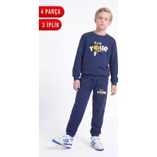 Fyk Kids 3 Iplik Baskılı Erkek Çocuk Çift Cepli Bisiklet Yaka Eşofman Takımı