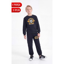 Fyk Kids 3 Iplik Baskılı Erkek Çocuk Çift Cepli Bisiklet Yaka Eşofman Takımı