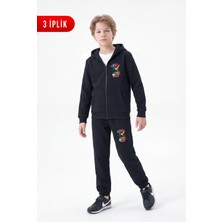 Fyk Kids 3 Iplik Baskılı Fermuarlı Erkek Çocuk Eşofman Takımı