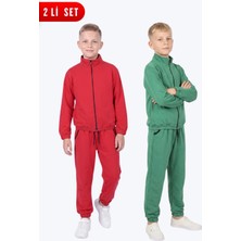 Fyk Kids Erkek Çocuk 2'li Dik Yaka Fermuarlı Beli Bağcıklı Lastik Paça Eşofman Takımı