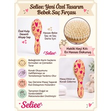 Seliee Bebek Saç Fırçası Pembe Kalp Desenli Ahşap Bebek ve Çocuk Saç Tarama Fırçası