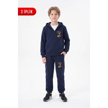 Fyk Kids 3 Iplik Baskılı Fermuarlı Erkek Çocuk Eşofman Takımı