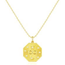 Brezza Lusso Jewelry 925 Ayar Sonsuzluk Yıldız Ay Motifli Sekizgen Gümüş Kolye