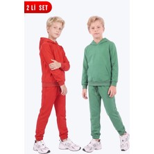 Fyk Kids Erkek Çocuk 2'li Düz Kanguru Cepli Kapüşonlu Eşofman Takımı