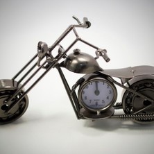 Çılgıntrend Kişiye Özel Metal Motosiklet Tasarımlı Analog Masa Saati - Dekoratif Motorcu Masa Süsü