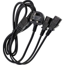 Temiz Pazar Çi̇ft Güç Çikişli 1.8 Metre Pc Power Kablosu (Uk Soket)