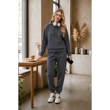 EYDAMOON 3 Iplık Kışlık Kesik Cepli Eşofman Takımı Sweatshirt Jogger - Rahat Kesim Şardonlu Kapüşonlu