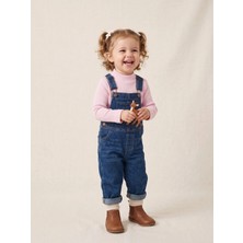 Deniva Kids Bebe Mavisi Fitilli Yarım Balıkçı Yaka Uzun Kollu Pamuklu Kaşkorse Badi / Body