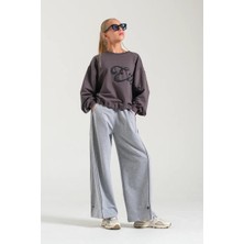 Loco Loco Kız Çocuk 8853 Ön Kol  Nakışlı 2 Iplik Sweat