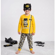 Deniva Kids Erkek Çocuk Batman Temalı Maskeli 3'lü Pijama Takımı
