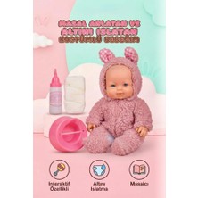 Farbu Oyuncak Masal Anlatan ve Altını Islatan Kostümlü Bebek Kafası Kolları Et 30 Cm(Lazımlık ve Biberon Hediyeli)
