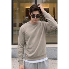 EYDAMOON Erkek Kışlık 3ip Içi Polarlı Bisiklet Yaka Rahat Kalıp Sweatshirt