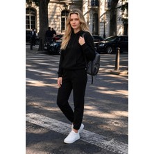 EYDAMOON 3 Iplık Kışlık Knaguru Cepli Eşofman Takımı Sweatshirt Jogger - Rahat Kesim Şardonlu Kapüşonlu