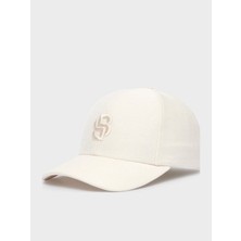 Boss Erkek Monogram Logo Işlemeli Pamuklu Ekru Şapka 50566252-118