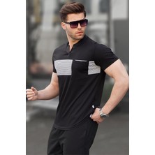 Madmext Siyah Cep Detaylı Regular Fit Erkek Tişört 6094
