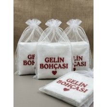Mercan Hediyelik Kırmızı Baskılı Beyaz Renk Gelin Bohça Kesesi 3 Boy (3 Adet)