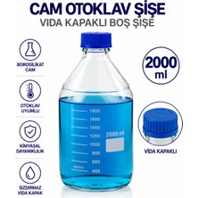 Labolist Cam Otoklav Şişe 2000 ml - Vida Kapaklı Boş Şişe