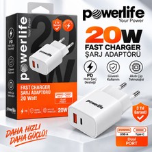 Powerlife 20W Hızlı Şarj Adaptörü – Usb-A + Usb-C Çift Port