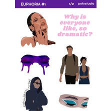 Pofy Studio Pofystudio Euphoria Sticker Seti 12 Adet Suya Dayanıklı Etiket Laptop, Journal, Defter, Tablet