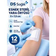 Ds Sağlık Esnek Steril Nonwoven Yara Örtüsü 5 × 7,5 cm – Emici Pedli, Cilt Dostu 12 Adet