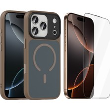 Vendas iPhone 18 Pro Max Kılıf Mat Arka Yüzey Wireless Şarj Özellikli Zore Flet M-Safe Kapak + Cam Ekran Koruyucu
