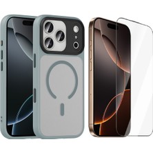 Vendas iPhone 18 Pro Max Kılıf Mat Arka Yüzey Wireless Şarj Özellikli Zore Flet M-Safe Kapak + Cam Ekran Koruyucu