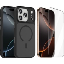 Vendas iPhone 18 Pro Max Kılıf Mat Arka Yüzey Wireless Şarj Özellikli Vendas Flet M-Safe Kapak + Cam Ekran Koruyucu