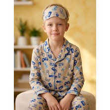 Enie Erkek Çocuk Pamuklu Oyun Konsolu Desenli Uzun Kollu Pijama Takımı + Göz Bandı