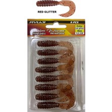 RYUJI Swim Worm 5.5 cm ( 8 Adet ) Kokulu Silikon - Red Glitter