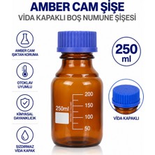 Labolist Amber Cam Şişe 250 ml - Vida Kapaklı Boş Numune Şişesi - Otoklav Şişe