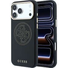 iPhone 18 Pro Uyumlu Kılıf Guess Lisanslı M-Safeli Pu Delikli 4g ve Yazı Logolu Kapak Siyah