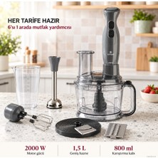 Emsan Karaca Doğrama, Çırpma, Rendeleme ve Dilimleme Için 2000 W Mutfak Robotu, 800 ml Karıştırma Kabı, Buz Kırma Bıçakları ve Çıkarılabilir Aksesuarlar