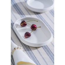 Acar JEA-07402 Rumi 3 Adet Porselen Oval Kayık Sunum Tabak 20 cm