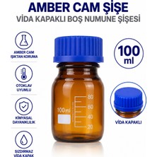 Labolist Amber Cam Şişe 100 ml - Vida Kapaklı Boş Numune Şişesi - Otoklav Şişe