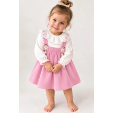 Dinamik çocuk Kız Bebek Vintage Bebe Yakalı, Fitilli Çiçek Aksesuarlı Elbise L L 6-9-12-18-24 Ay Elbise