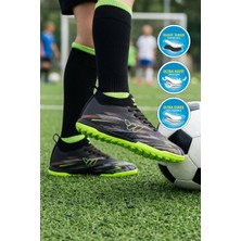 Walkway Siyah Çoraplı Bağcıklı Unisex Çocuk Futbol Ayakkabısı Halı Saha Strike F