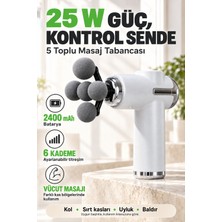 vooka Şarjlı Masaj Tabancası Profesyonel 5 Toplu Başlık 25W 6 Kademeli Titreşimli Sporcu Masaj Aleti, 5 Farklı Başlık Massage 2400 Mah