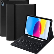 Mey İthalat Kılıf, Apple iPad 11.nesil A16 11INÇ/10.NESIL 10.9inç ile Uyumlu Kablosuz Klavyeli Case Mobax Türkçe Klavye Siyah