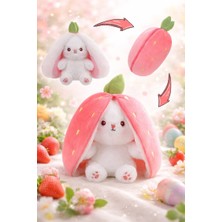 DMR Accessoire Çilek Peluş Fermuarlı Tavşan Çilek Tavşan Pembe Renk 25 cm