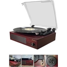 Kazan Hobi MTX-303 Nostaljik Pikap Plak Çalar, Şarjlı Bluetooth Aux Hoparlörlü, 3 Devir, Iğne Dahil