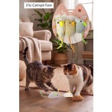 Duffa 3'lü Catnip Otlu Mini Peluş Kedi Oyun Faresi - Kedi Eğlenceli Fare Oyuncak - Catnip Otlu Etkileşim Fare