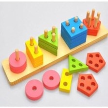 Kazan Hobi 3 mm Ahşap Geometrik Şekiller, 5'li Bultak Oyunu