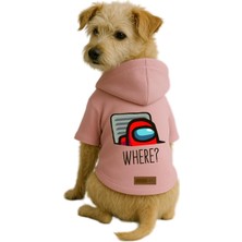 Kazan Hobi Baskılı Içi Polarlı Köpek ve Kedi Kıyafeti, Pembe Kapüşonlu Hoodie BA05C 6xl