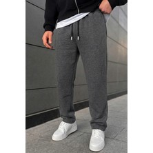 EYDAMOON Erkek Kışlık Baggy Rahat Kesim Beli Bağcıklı Yan Cepli Örme Eşofman Altı