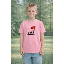 Vodexa Çocuk T-Shirt 23 Nisan Egemenlik ve Çocuk Bayramı Tişört Unisex %100 Pamuk Baskılı Rahat Kalıp