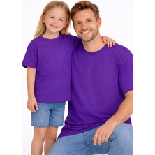 Vodexa Baba Kız Çocuk Kombin Oversize Tişört Twin T-Shirt Sade. Baskılı